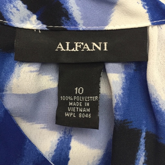 ALFANI Printed V-Keyhole Hi-Lo Sleeveless Blouse - Picture 7 of 7